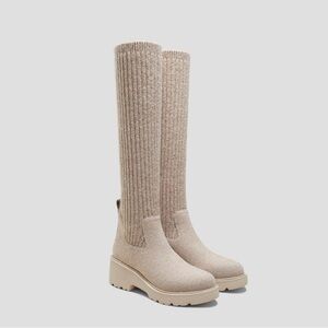VIVAIA Round-Toe Knee-High Wool Wedge Boots (Eduarda)